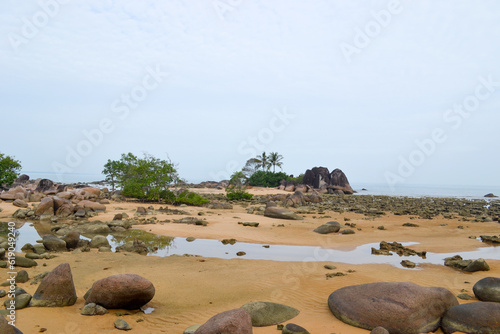 beautifully pantai batu nenek in temajuk beach of west kalimantan, Indonesia