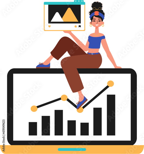 daughter with Son movie and emergence graph . The national of capacity mark design. Trendy style, Vector Illustration