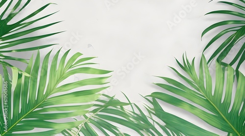 Immersive 3D Tropical Leaves in a Serene Blank Space Setting