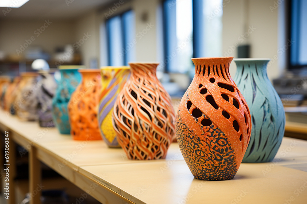 creations of students from a ceramics class, showcasing the range of