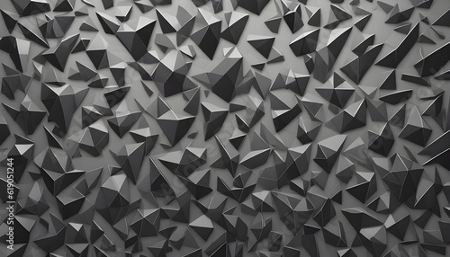 Black Triangle Abstraction: Abstract 3D Illustration with Low Poly Background