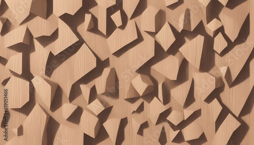 Realistic Wooden Polygons  3D Illustration of Textured Background with Shadows