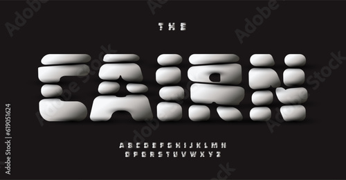 Stack Pebble alphabet, zen-inspired letters, tranquil and calm font for meditation, massage, spa logo, headline, harmony typography, modern typographic design. Vector typeset