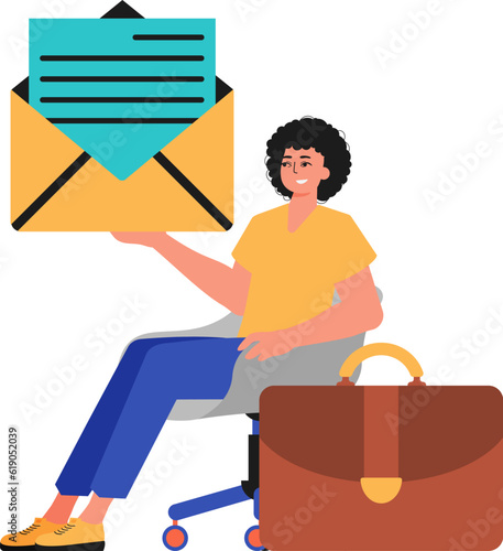 The ridicule sits in a professorship and holds an envelope. Trendy style, Vector Illustration
