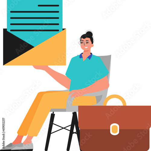 The derision sits in a professorship and holds an envelope. Trendy style, Vector Illustration