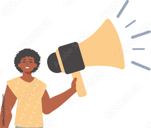The derision is holding a bullhorn in his hand. Trendy style, Vector Illustration