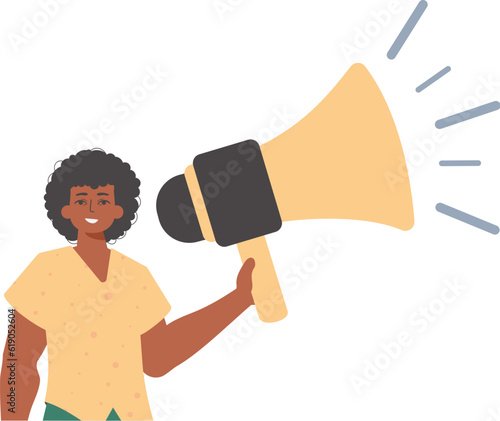 The derision is holding a bullhorn in his bridge player. Trendy style, Vector Illustration