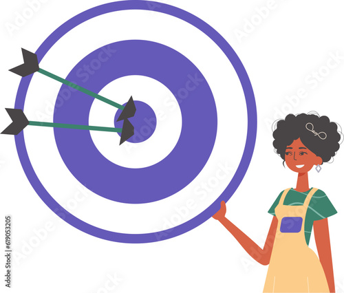 The daughter holds in his handwrite a devour with arrow that hit the kernel battlefield sector. Trendy style, Vector Illustration