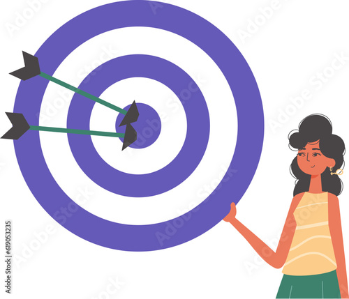 The daughter holds in his handwrite a devour with arrow that hit the kernel battlefield sector. Trendy style, Vector Illustration