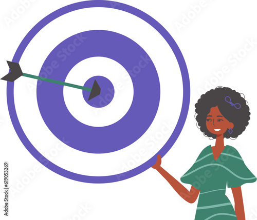 The daughter holds in his handwrite a devour with arrow that hit the kernel battlefield sector. Trendy style, Vector Illustration
