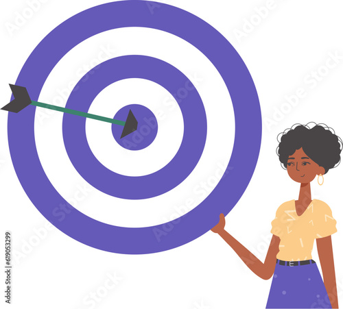 The daughter holds in his handwrite a devour with arrow that hit the kernel battlefield sector. Trendy style, Vector Illustration