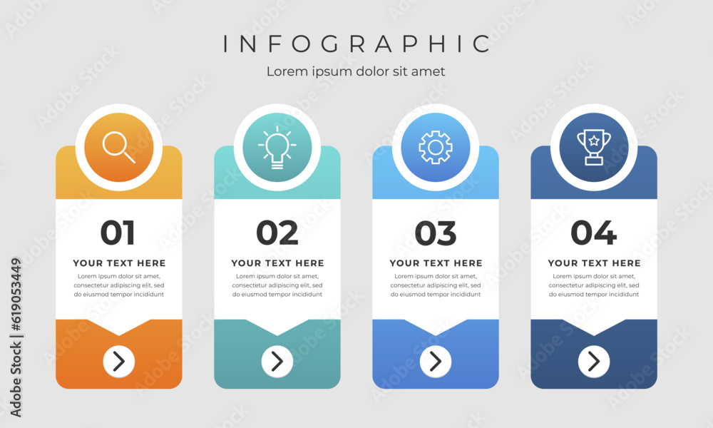 Gradient process infographic. Business concept with 4 steps.