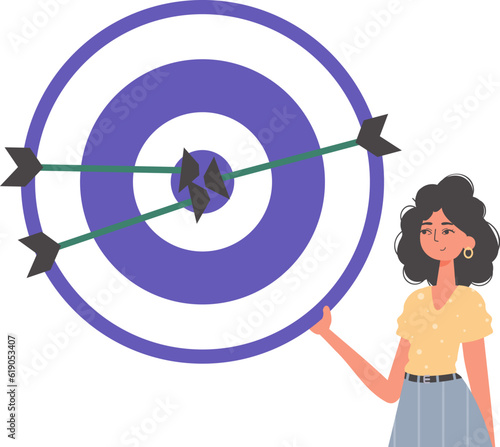 The daughter holds in his handwrite a devour with arrow that hit the kernel battlefield sector. Trendy style, Vector Illustration