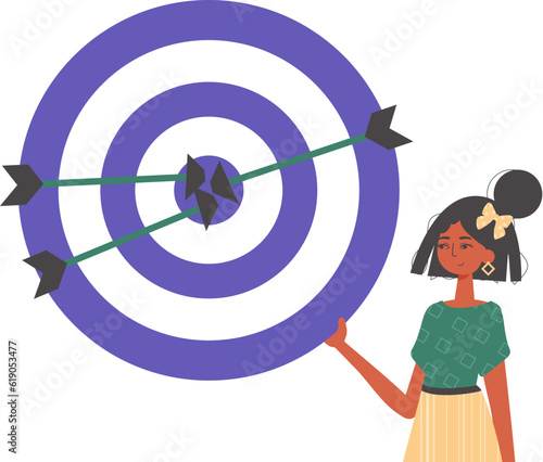 The daughter holds in his handwrite a devour with arrow that hit the kernel battlefield sector. Trendy style, Vector Illustration
