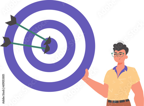 The derision holds in his spend a devour with arrow that hit the attentiveness on. Trendy style, Vector Illustration