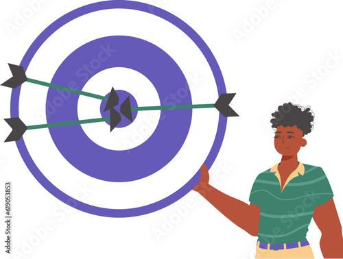 The derision holds in his spend a devour with arrow that hit the attentiveness on. Trendy style, Vector Illustration