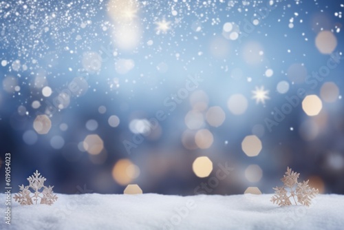 Winter Wonderland Christmas Snow Background with Blurred Bokeh AI Generated