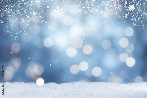 Winter Wonderland Christmas Snow Background with Blurred Bokeh AI Generated © ParinApril
