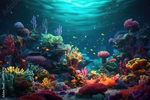 3D underwater ocean scenery, Generative AI © tonstock