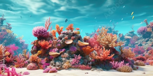 3D underwater ocean scenery  Generative AI