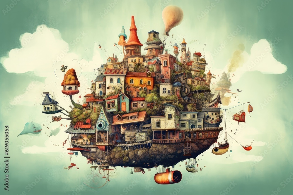 Illustration of fantasy art, fantasy world, Generative AI Illustration of fantasy art, fantasy world, Generative AI