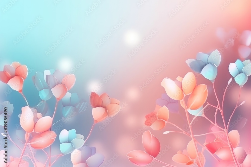 Abstract art flowers background for web design, Generative AI