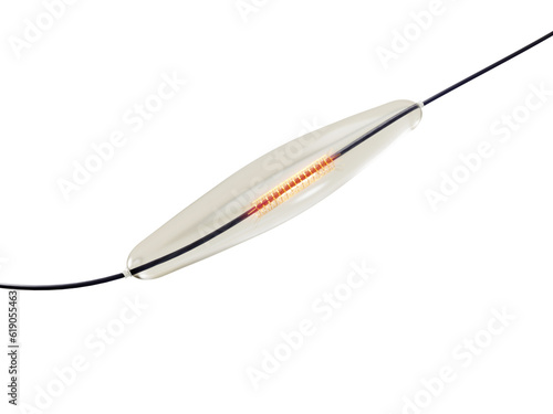 mesh metal nitinol self-expandable stent 3D rendering for endovascular surgery isolated on transparent background. photo