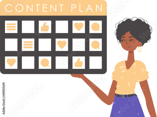 The female child is holding a persecute determination in his handwrite. Trendy style, Vector Illustration