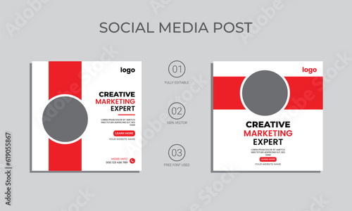 creative marketing agency vector social media post design. digital agency social media post template.