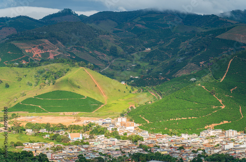 Scenic Coffee Village in the Valley surrounded by Coffee Mountains