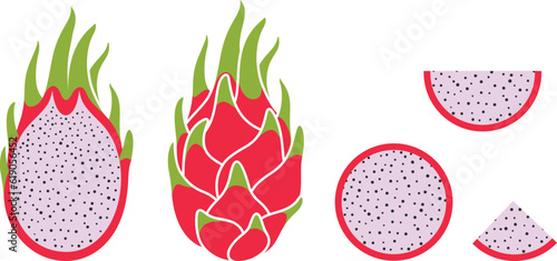 Dragon fruit logo. Isolated dragon fruit on white background