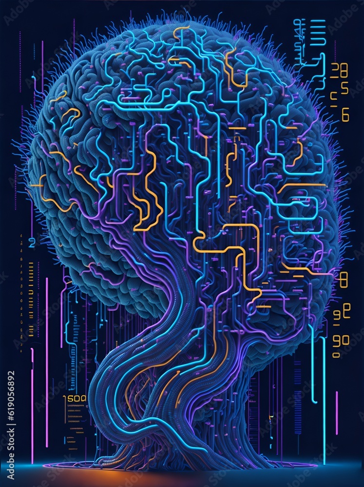 Photo of a vibrant neon tunnel in a digital image Photo of a vibrant neon tunnel in a digital image
