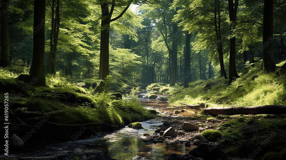 Enchanting Forest Scenes, Trees and Wildlife. Generative Ai