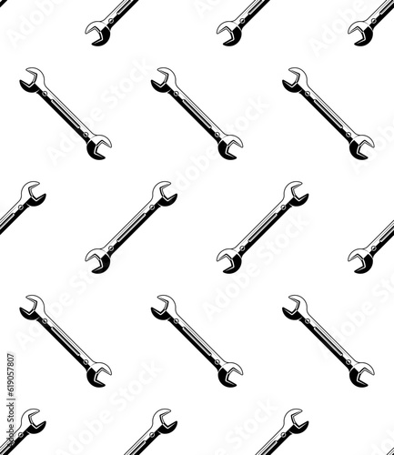 Spanner Wrench Icon Seamless Pattern M_2111003