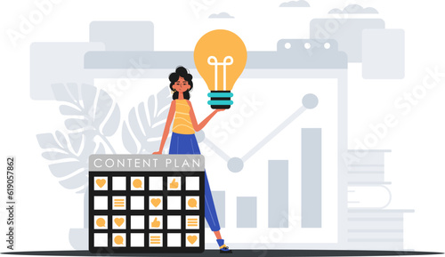The daughter is holding a luminosity myelin oblongata and a subject design . digital betray concept. Trendy style, Vector Illustration