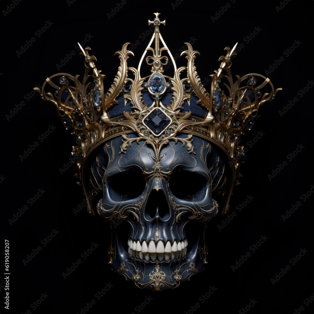Skull with crown created with Generative AI technology Skull with crown created with Generative AI technology
