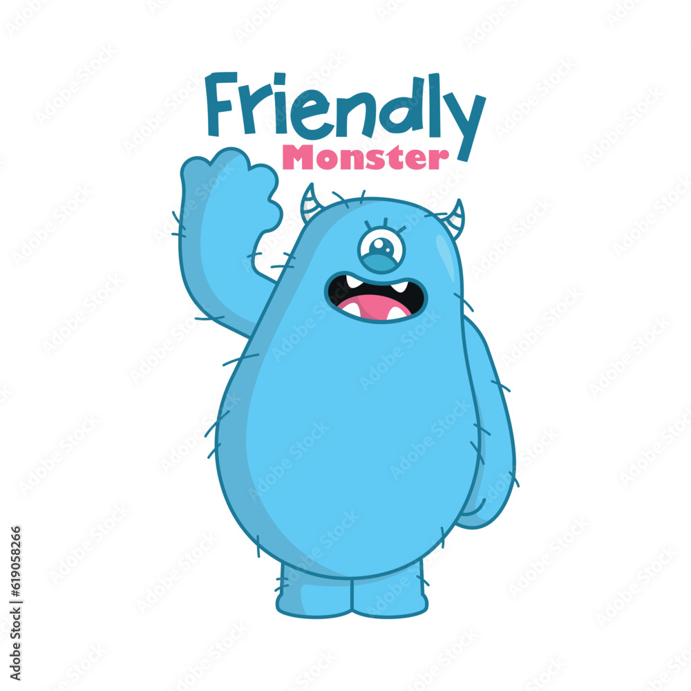 CUTE BLUE FRIENDLY MONSTER CARTOON VECTOR CUTE BLUE FRIENDLY MONSTER CARTOON VECTOR