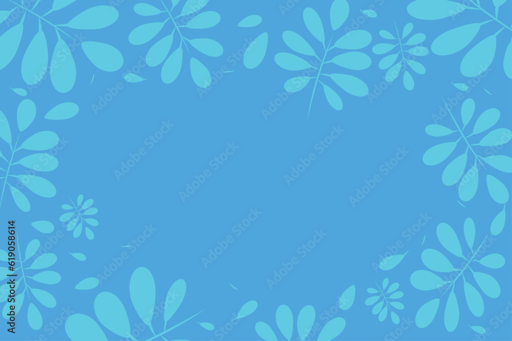 Fototapeta premium Blue Abstract simply background with natural leaves lines, summer theme - stock illustration