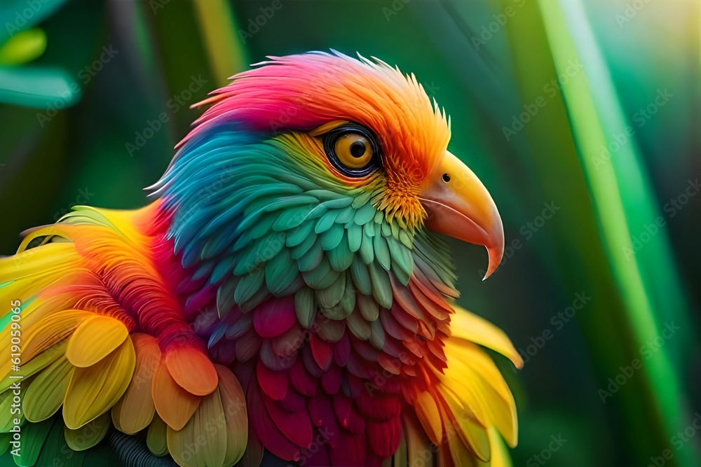 Big Colorful bird In a Forest - AI Genrative Art