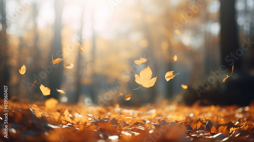 Magical Autumn  Leaves Dancing in the Wind. Generative Ai