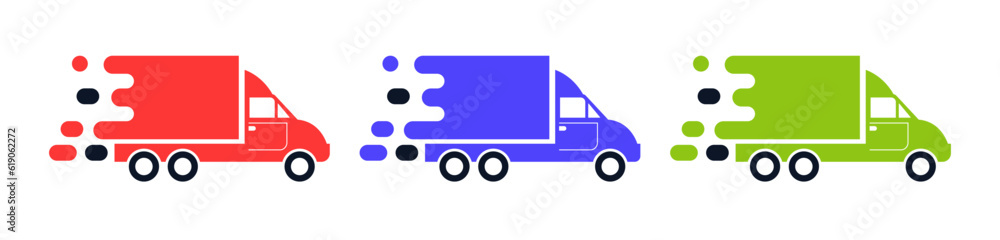 Online shopping, Food delivery. Icons to express, delivery Home. Set fast delivery truck flat vector icon for apps and websites. Online shopping, Food delivery. Icons to express, delivery Home. Set fast delivery truck flat vector icon for apps and websites.