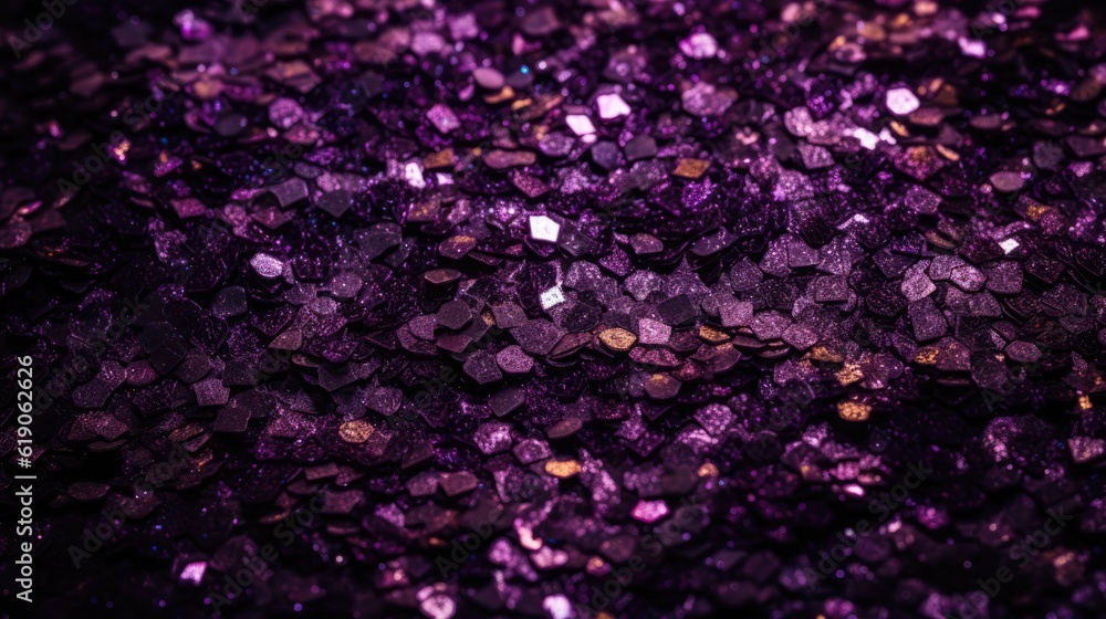 Obraz premium Glistening purple glitter confetti background. Generative ai composite.