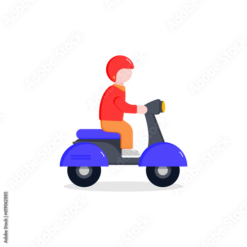Online shopping  Food delivery. Icons to express  delivery Home. Motorcycle Delivery Service  Male Courier on Scooter. Vector illustration