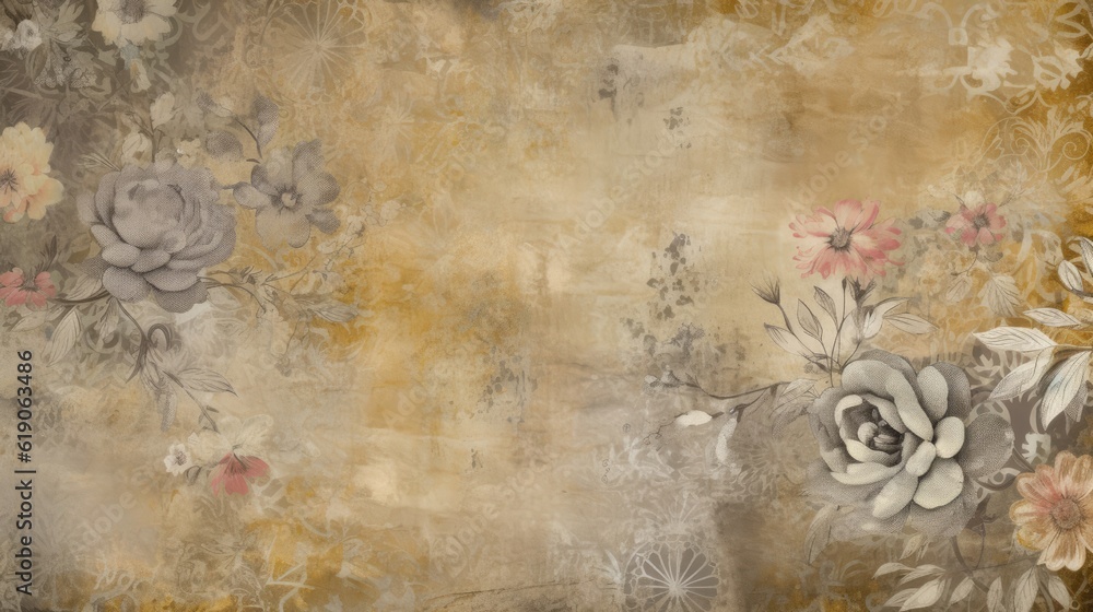 Fotografie Textured vintage background with flowers