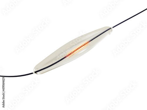 mesh metal nitinol self-expandable stent 3D rendering for endovascular surgery isolated on white background. Clipping path. photo