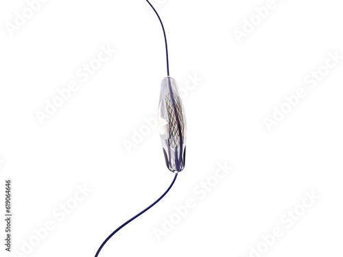 mesh metal nitinol self-expandable stent 3D rendering for endovascular surgery isolated on white background. Clipping path. photo