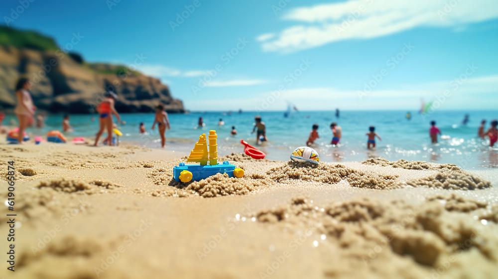 Refreshing Summer Fun, Sun, Sand, and Surf. Generative Ai