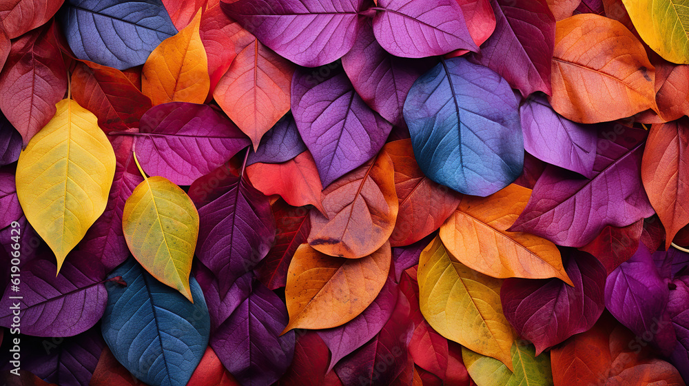Red and Orange Autumn Leaves Background. Generative Ai