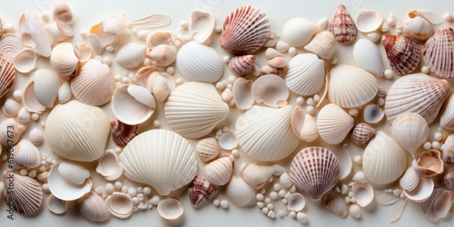 banner with shells, AI generative 