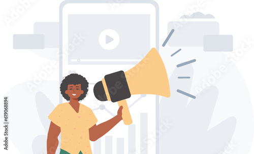 The valet is holding a bullhorn in his bridge musician . digital betray concept. Trendy style, Vector Illustration